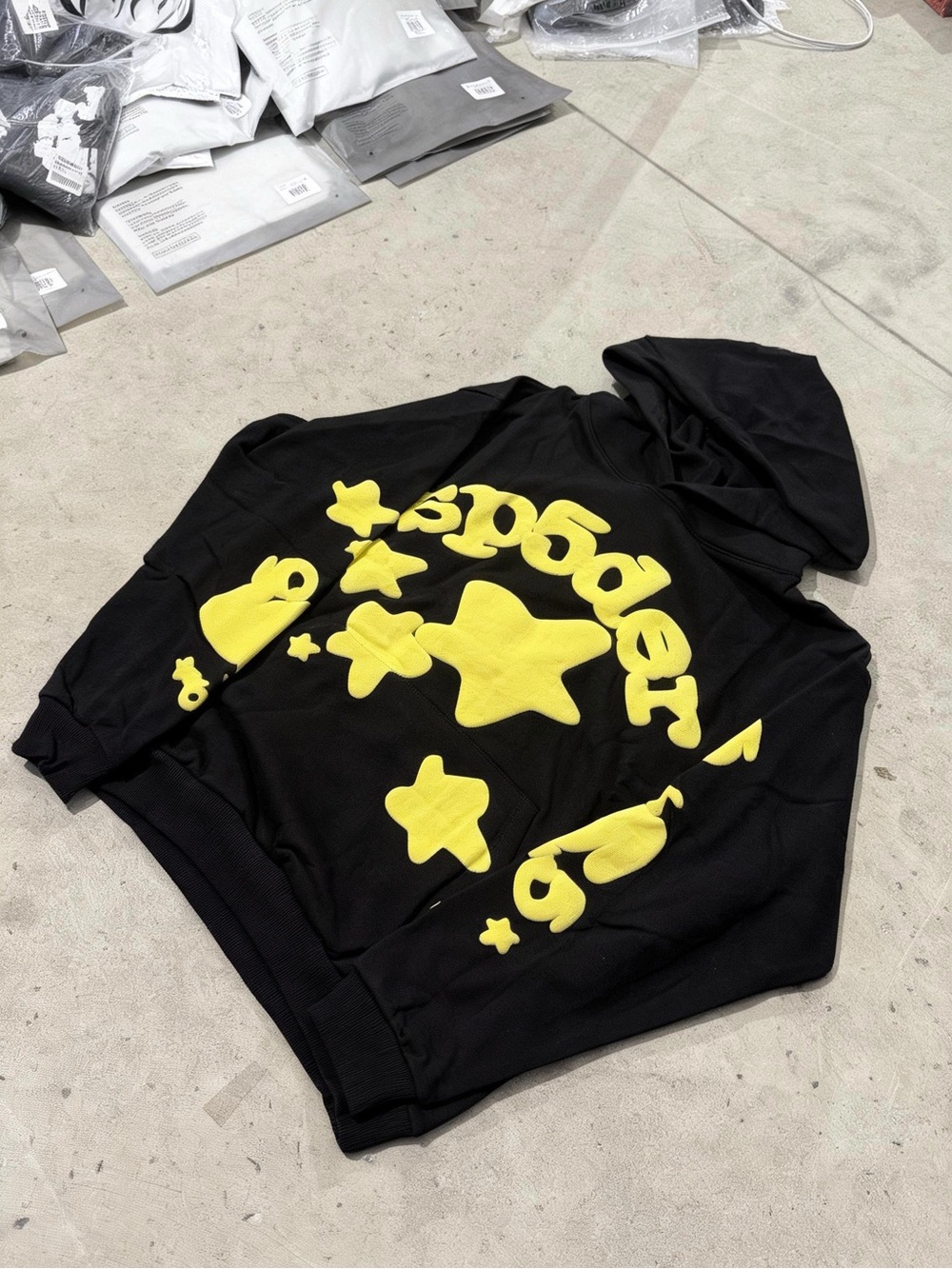 Spider Sp5der Black Yellow Hoodie